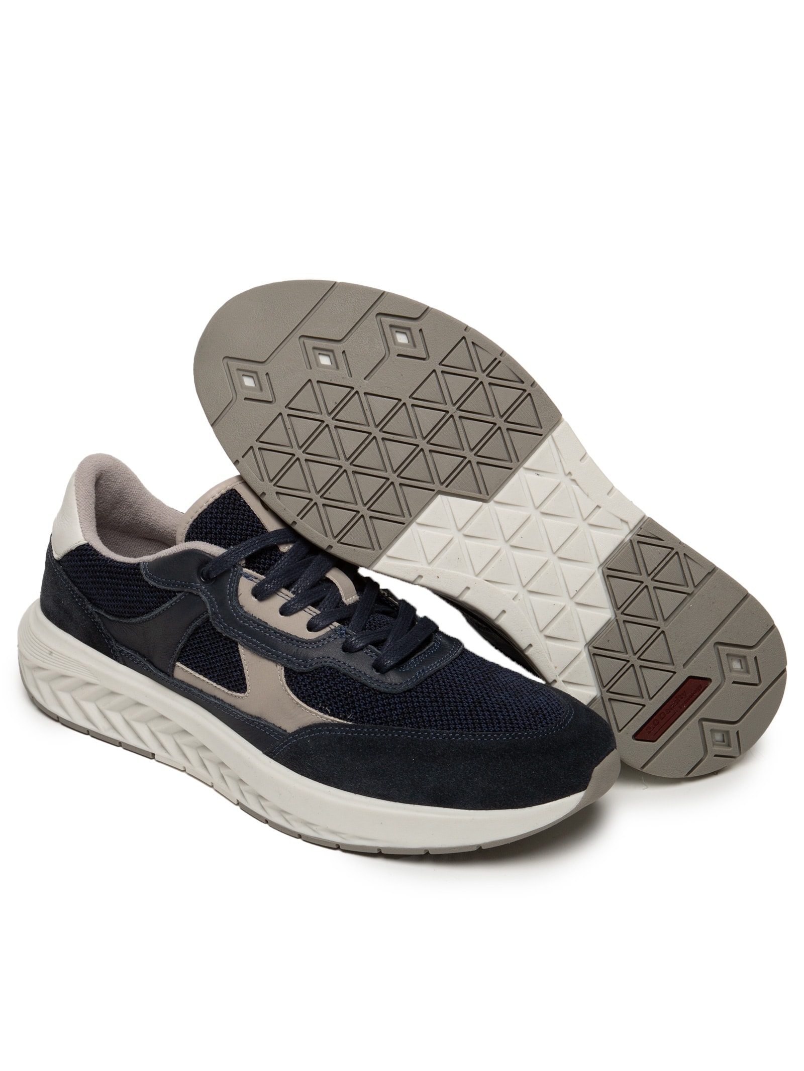 Tênis Masculino Em Couro Com Detalhes De Camurça Azul '2 Essential