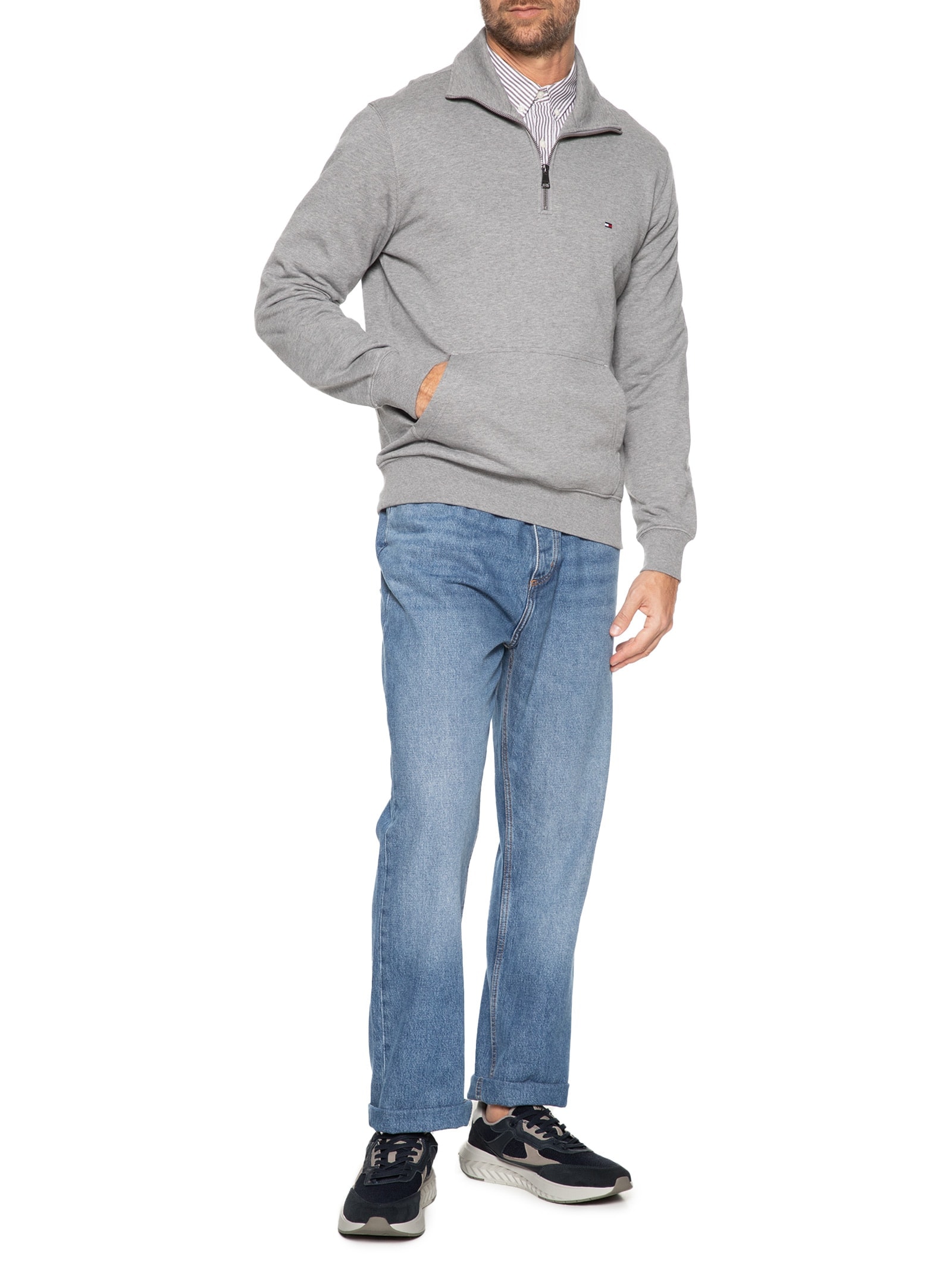 Tênis Masculino Em Couro Com Detalhes De Camurça Azul '2 Essential