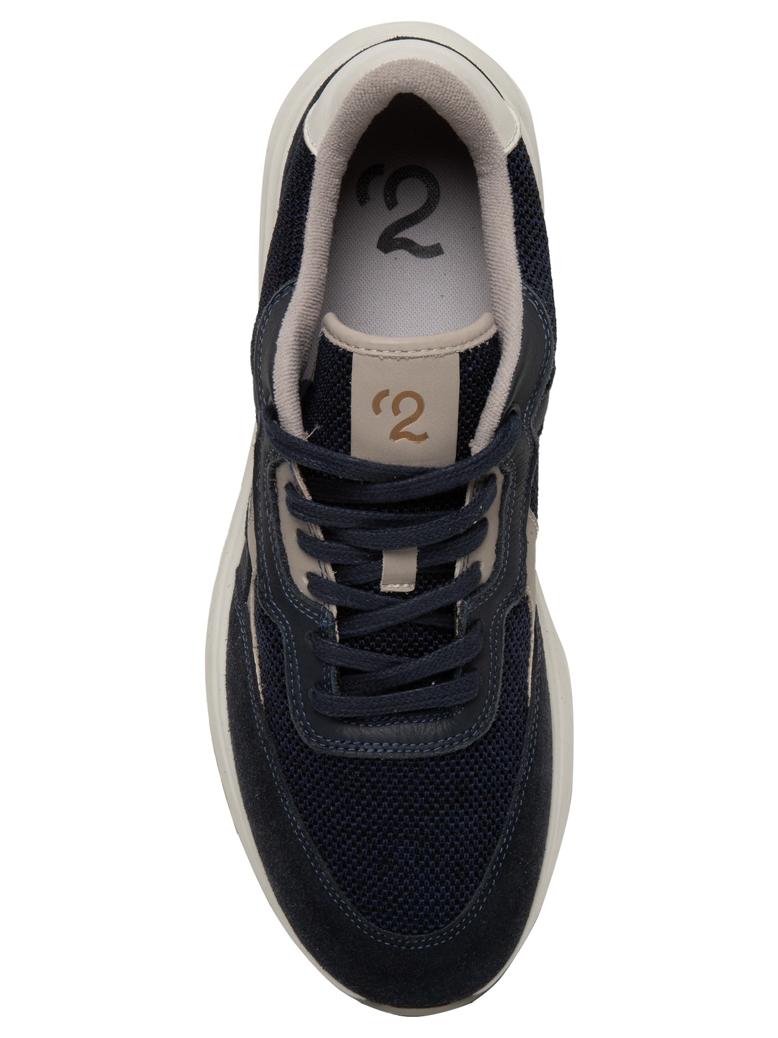 Tênis Masculino Em Couro Com Detalhes De Camurça Azul '2 Essential