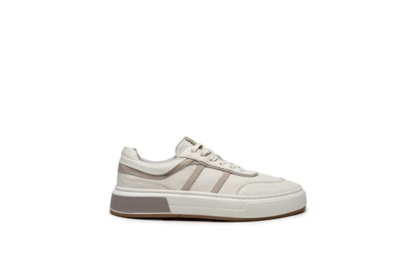 Tênis Masculino Em Couro Com Detalhes - Off White