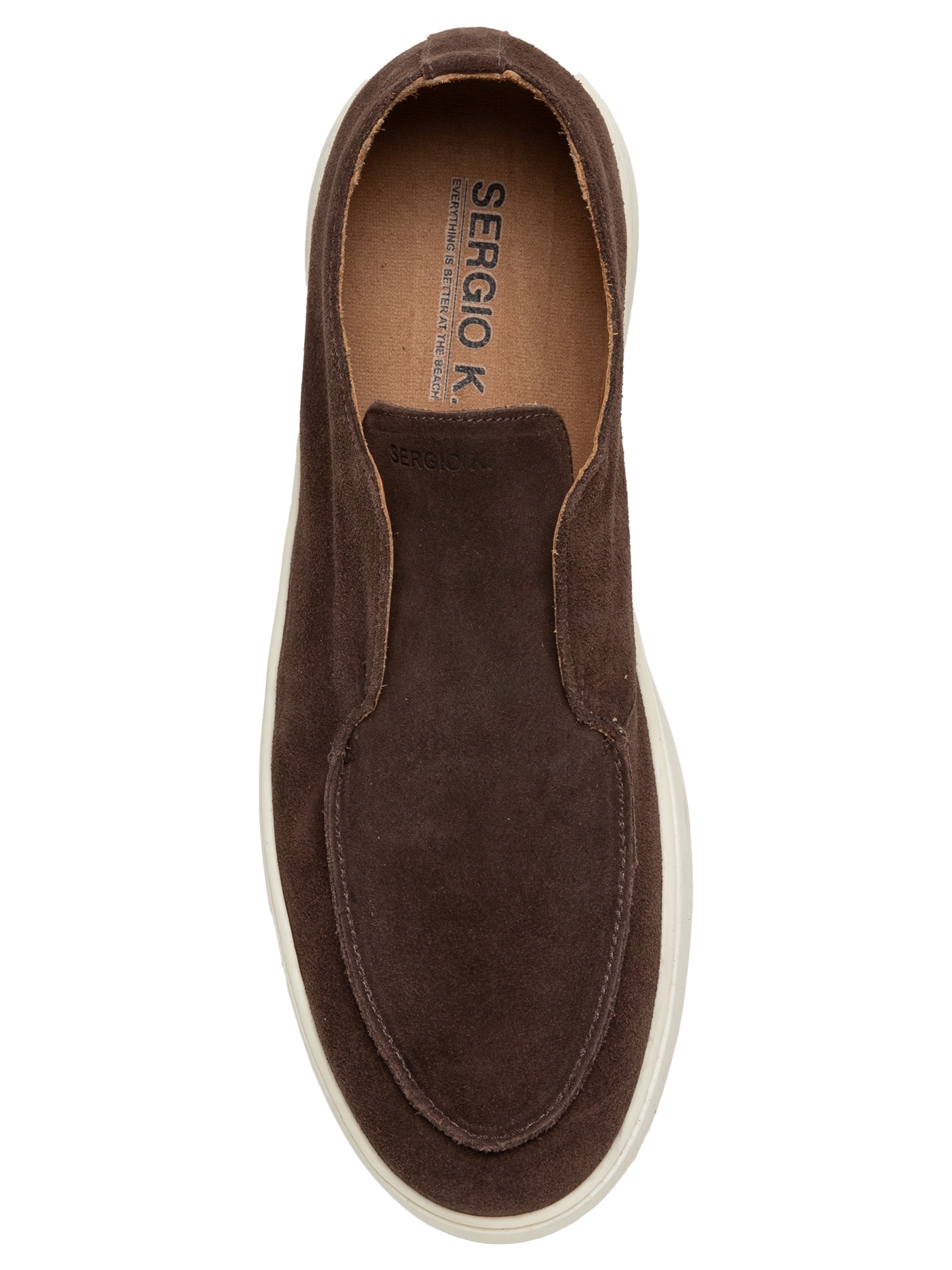 Sergio K - Tênis Masculino Loafer Camurça Sem Cadarço - Marrom