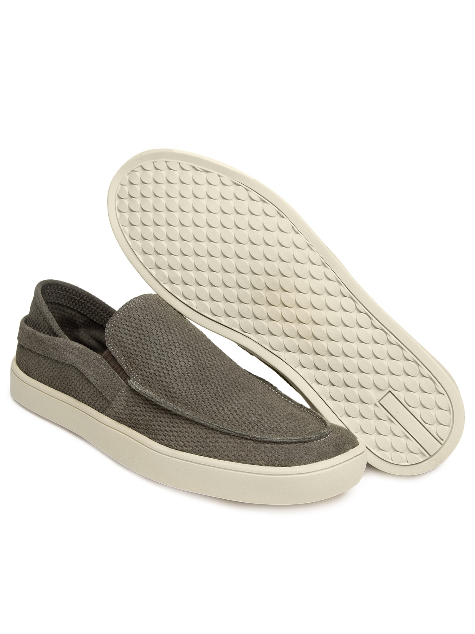 Tênis Masculino Loafer Waves Em Couro Cinza Sergio K