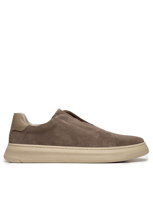 Tênis Masculino Slip On em Camurça – Bege