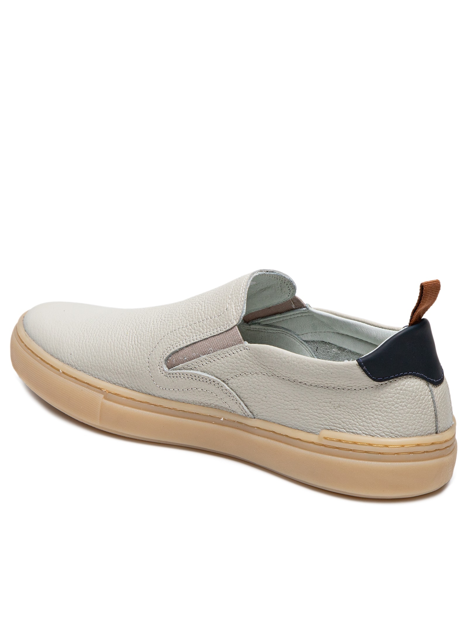 Tênis Masculino Slip On Em Couro Cinza Basiq Men