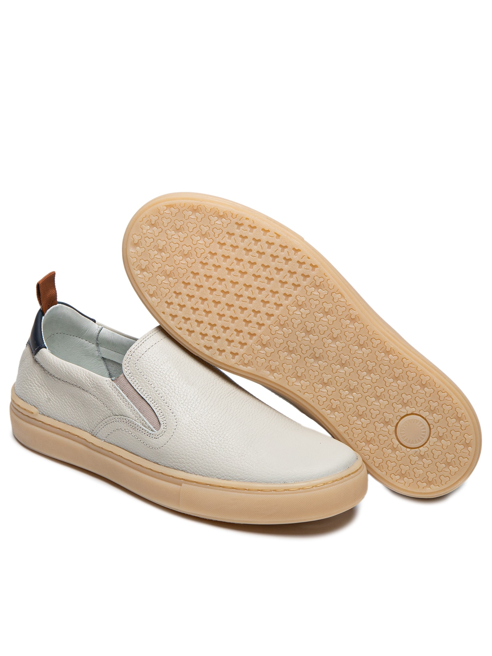 Tênis Masculino Slip On Em Couro Cinza Basiq Men