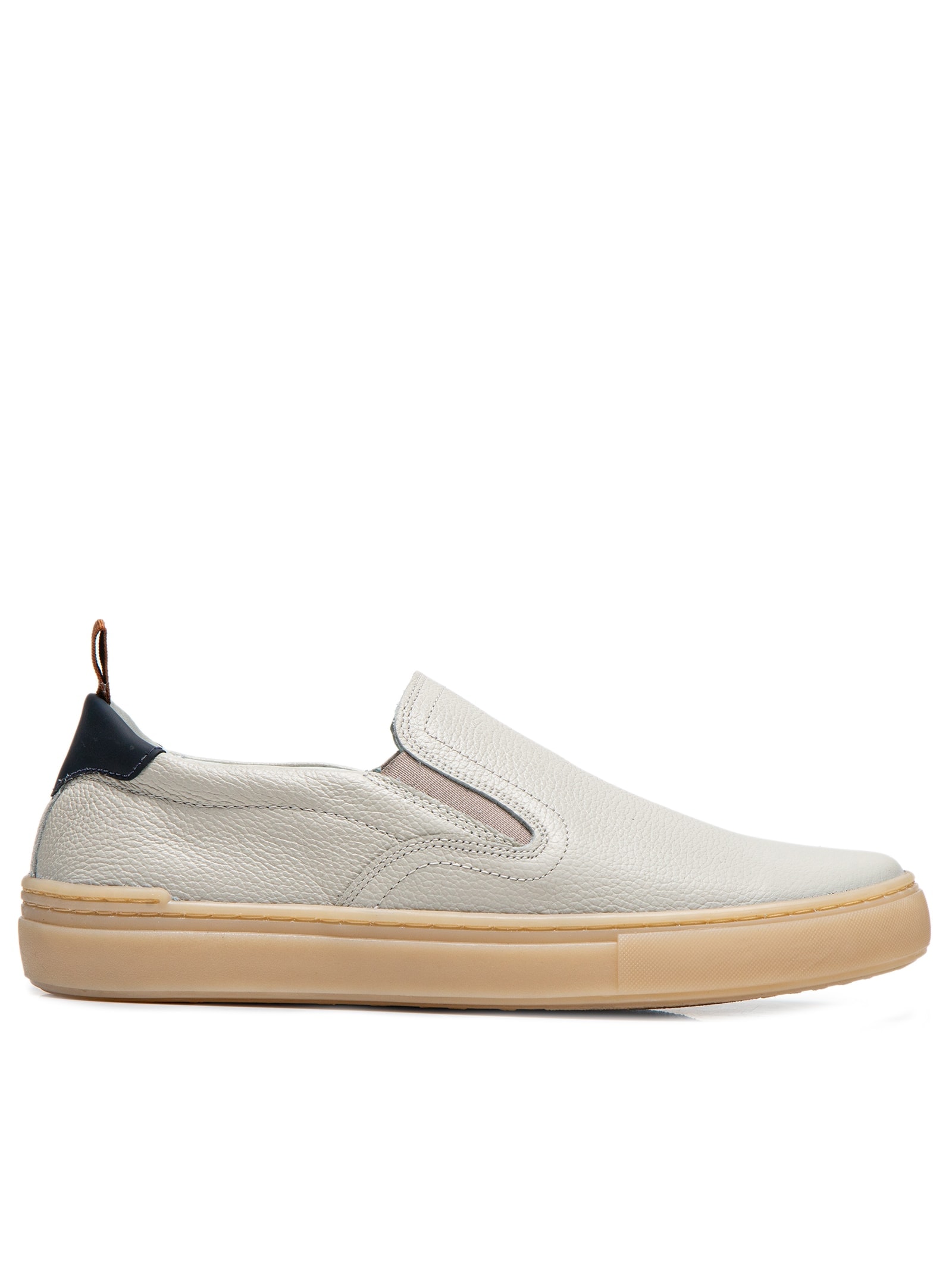 Tênis Masculino Slip On Em Couro Cinza Basiq Men