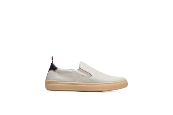 Tênis Masculino Slip On Em Couro - Cinza