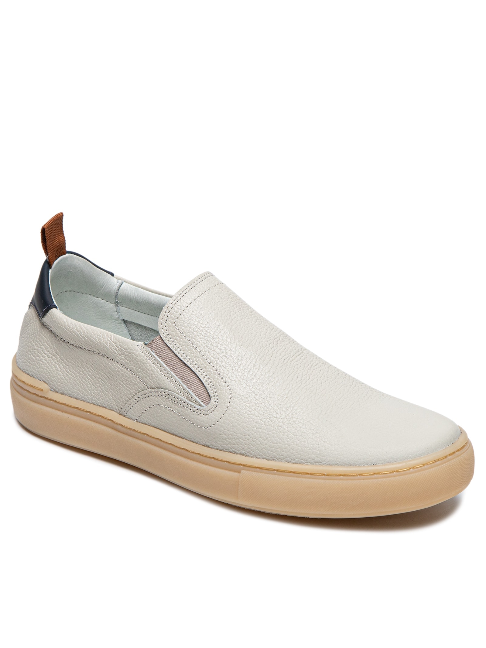 Tênis Masculino Slip On Em Couro Cinza Basiq Men