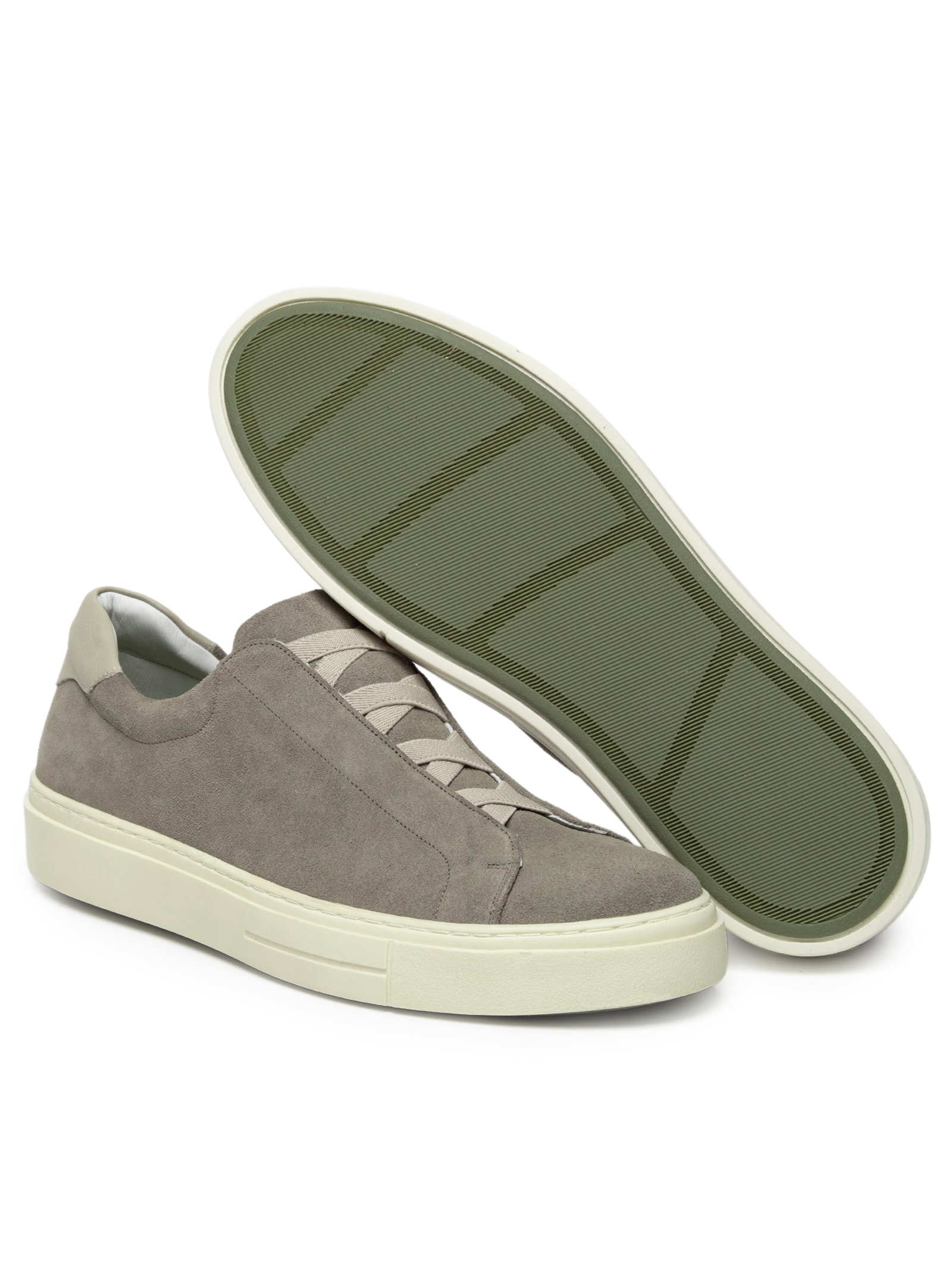 Tênis Masculino Slip On Em Couro Legítimo Bege '2 Essential