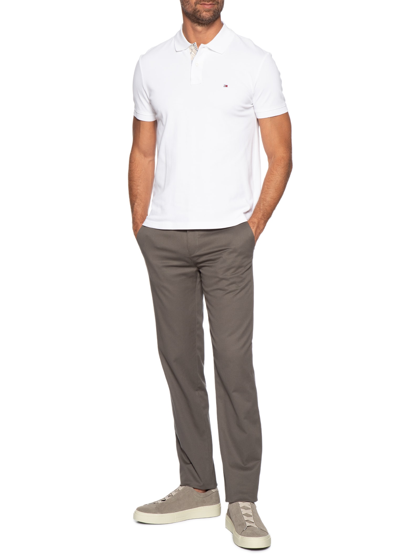 Tênis Masculino Slip On Em Couro Legítimo Bege '2 Essential