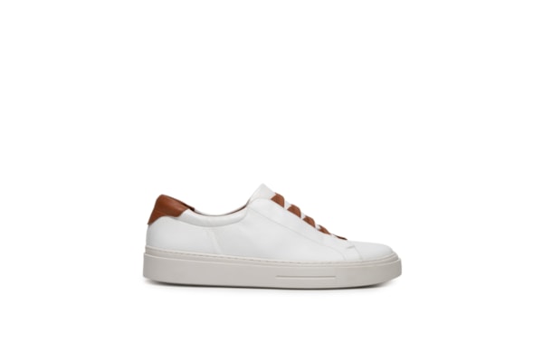Tênis Masculino Slip On Em Couro Legítimo - Branco