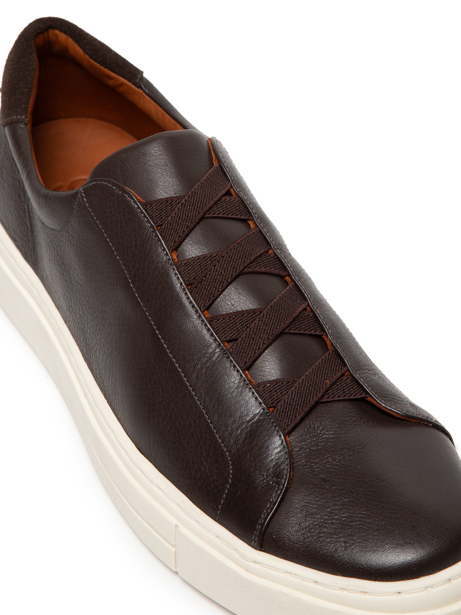 Tênis Masculino Slip On Em Couro Legítimo Marrom '2 Essential