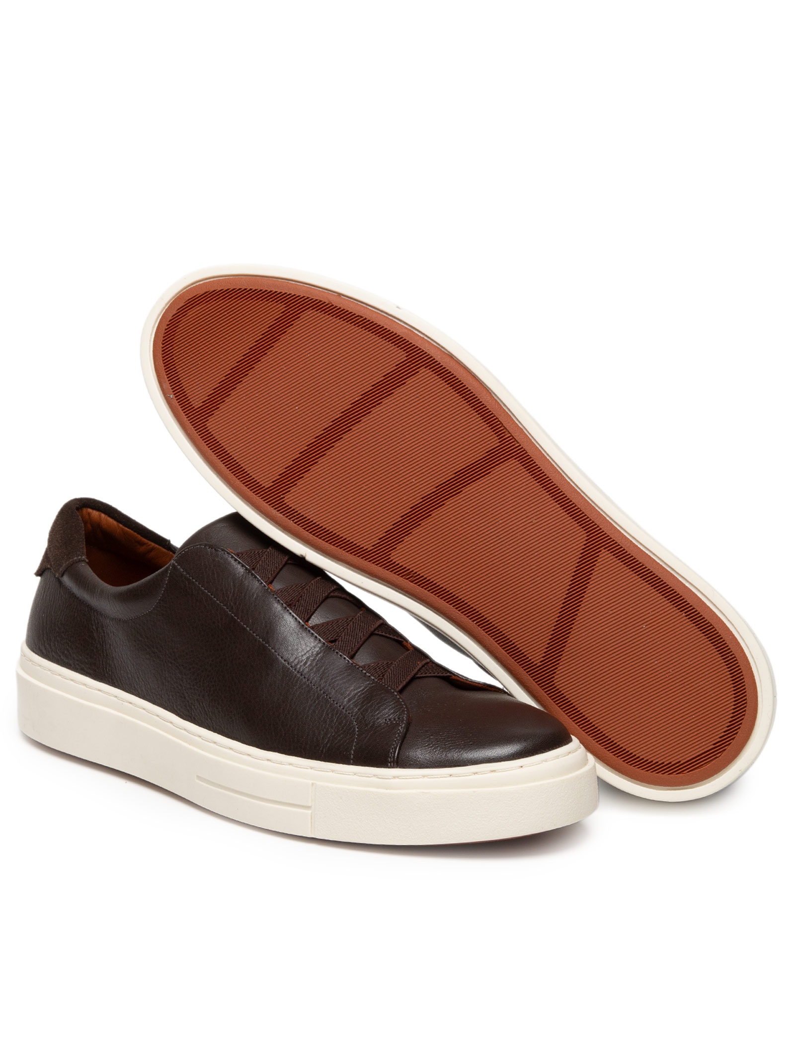 Tênis Masculino Slip On Em Couro Legítimo Marrom '2 Essential