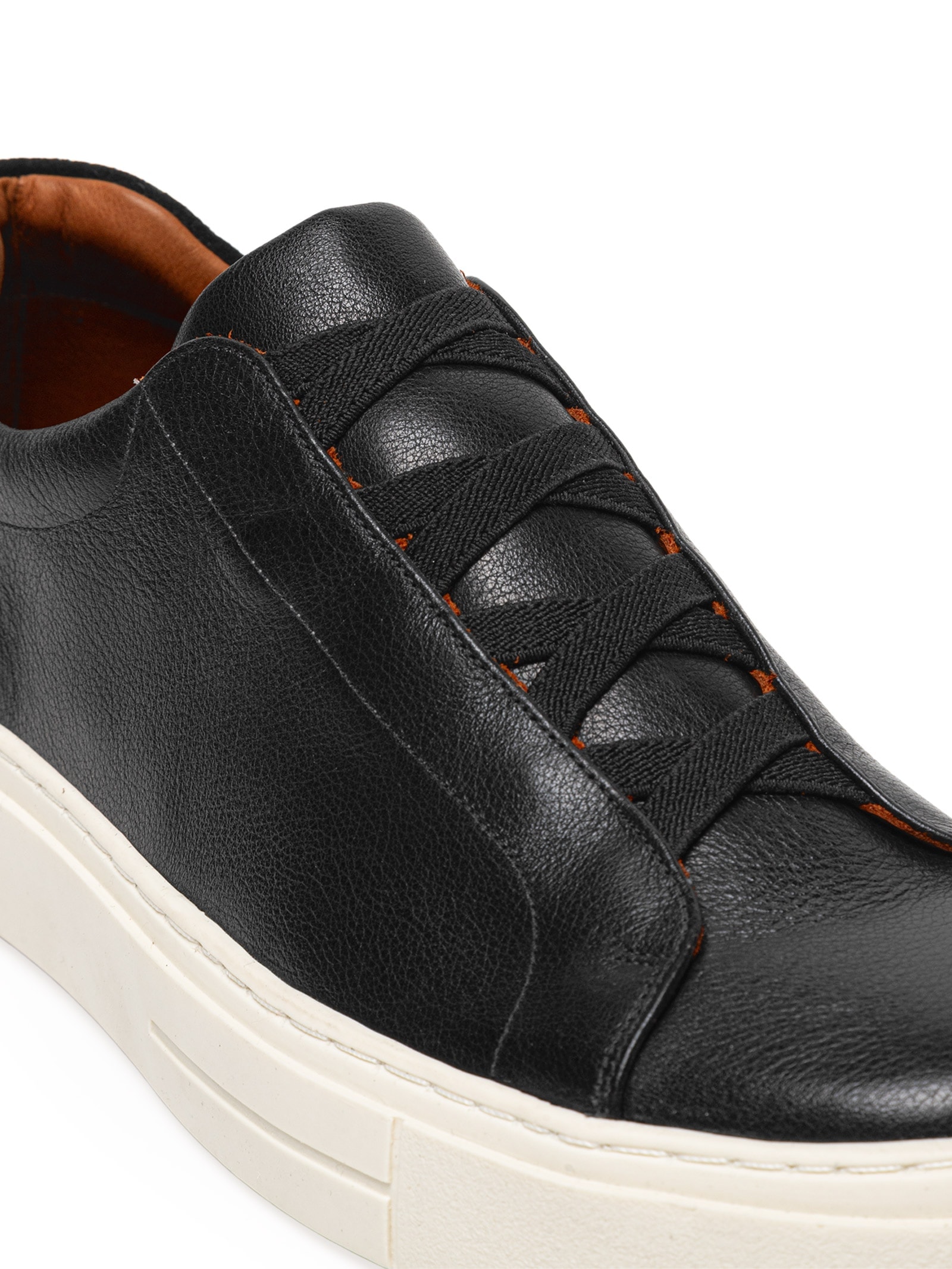Tênis Masculino Slip On Em Couro Legítimo Preto '2 Essential