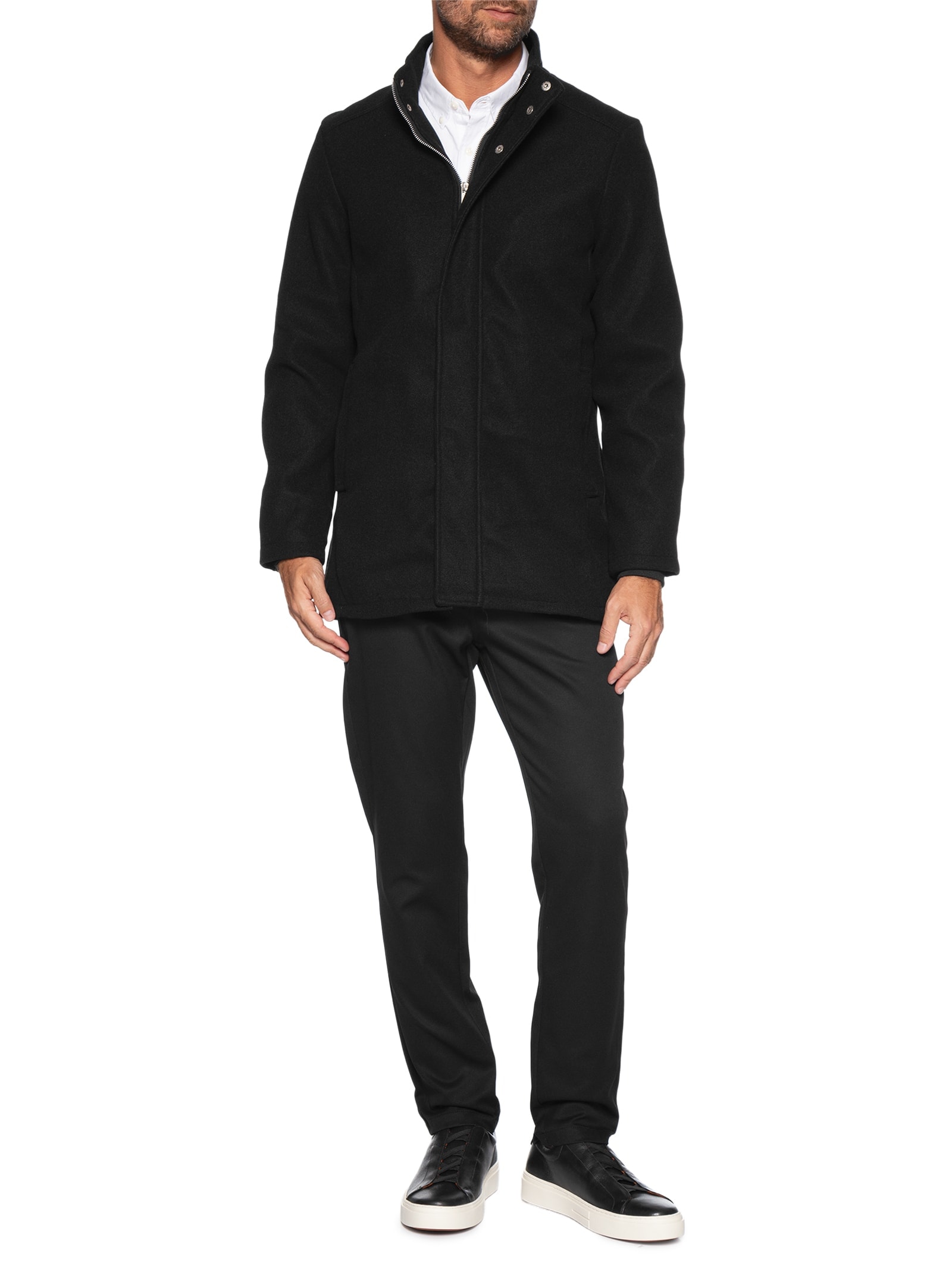 Tênis Masculino Slip On Em Couro Legítimo Preto '2 Essential