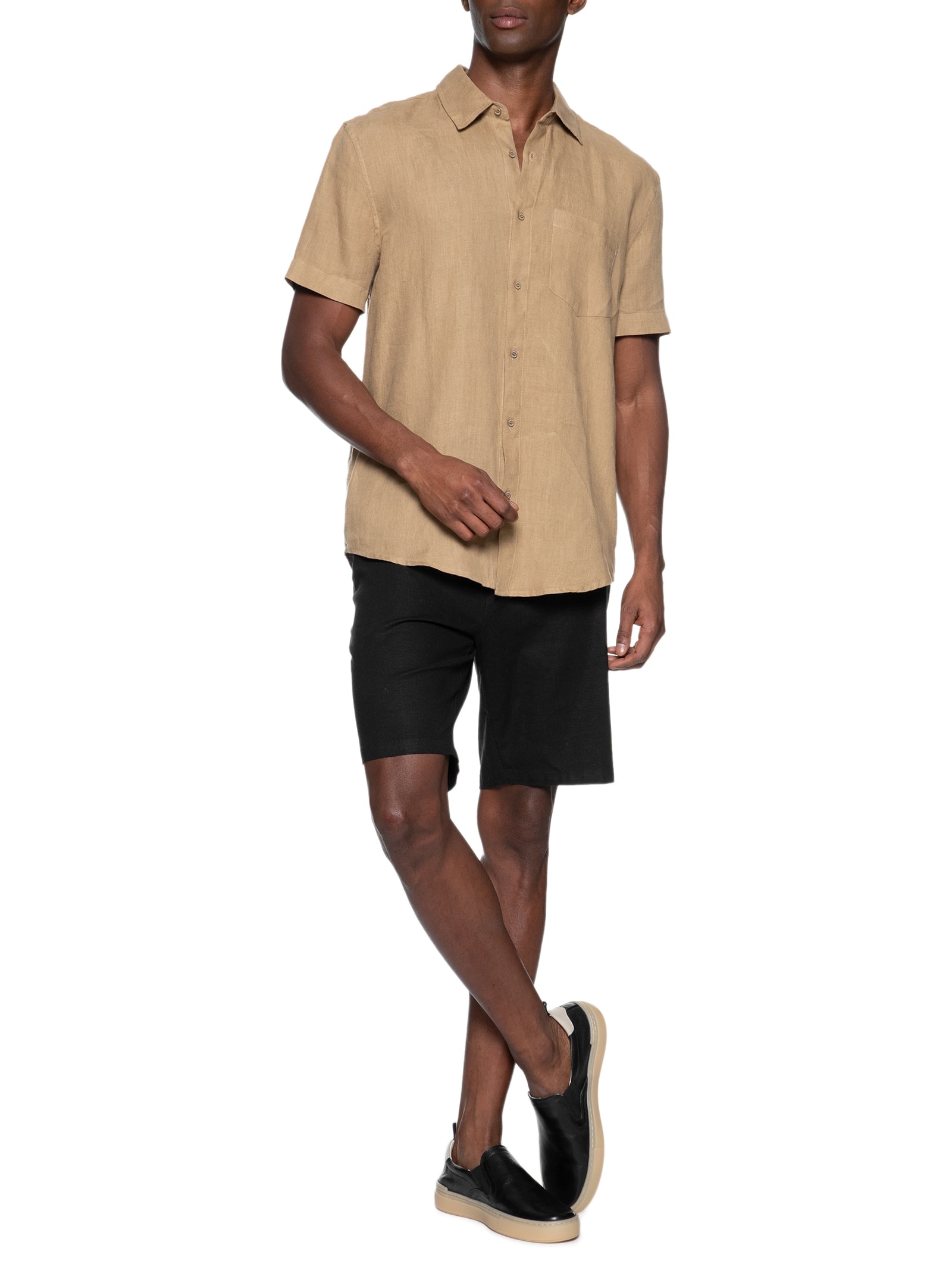 Tênis Masculino Slip On Em Couro Preto Basiq Men