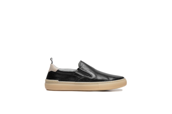 Tênis Masculino Slip On Em Couro - Preto