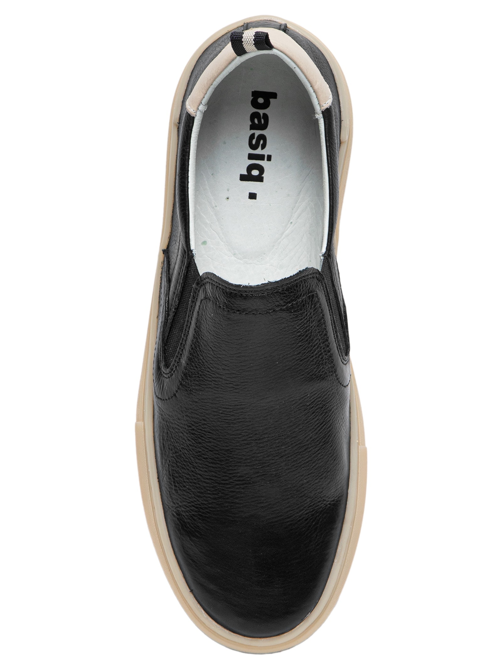 Tênis Masculino Slip On Em Couro Preto Basiq Men