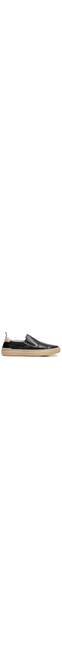 Tênis Masculino Slip On Em Couro - Preto
