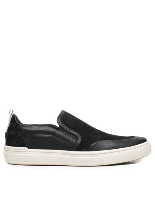 Tênis Masculino Slip On Em Couro – Preto