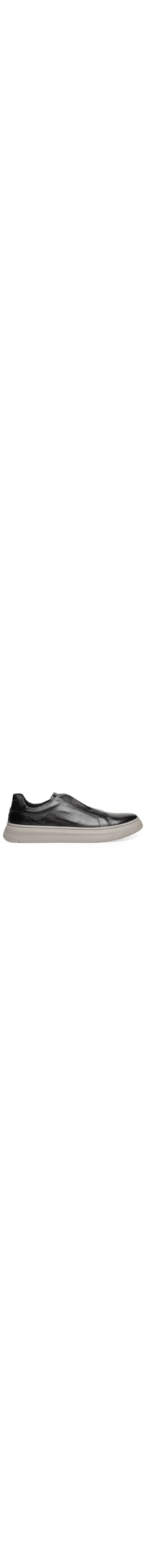 Tênis Masculino Slip On em Couro - Preto