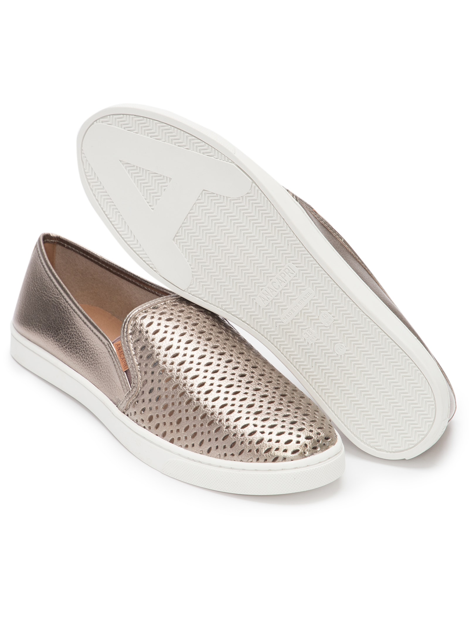 Tênis Slip On Ana Prata  Anacapri