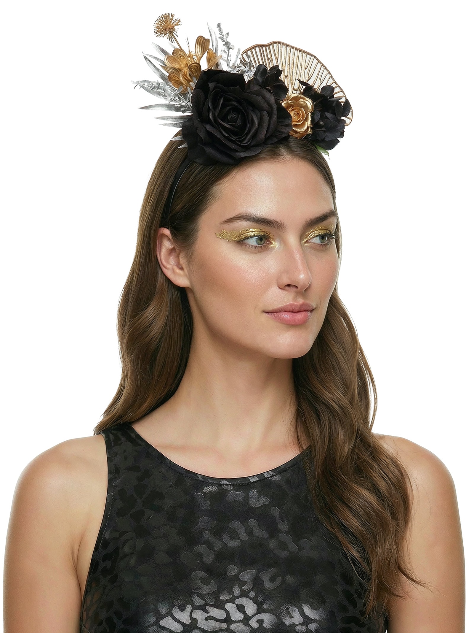 Tiara Feminina Canaval Flores Preto Market 33