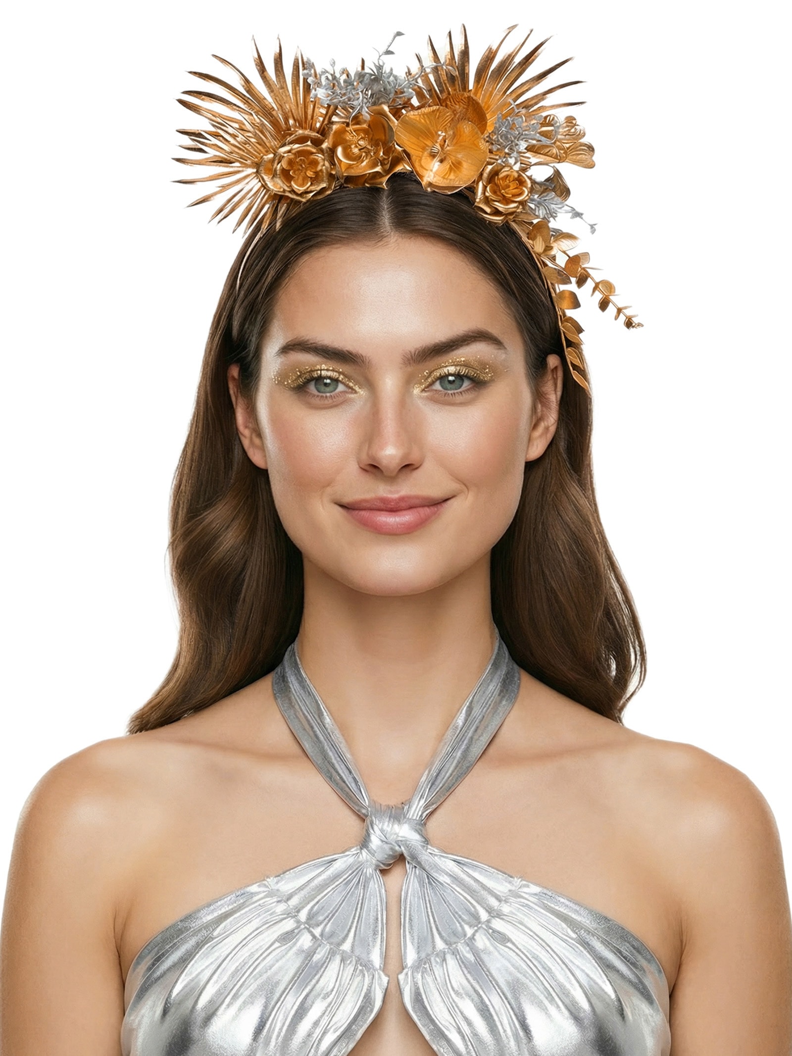 Tiara Feminina Carnaval Flores Dourado Market 33