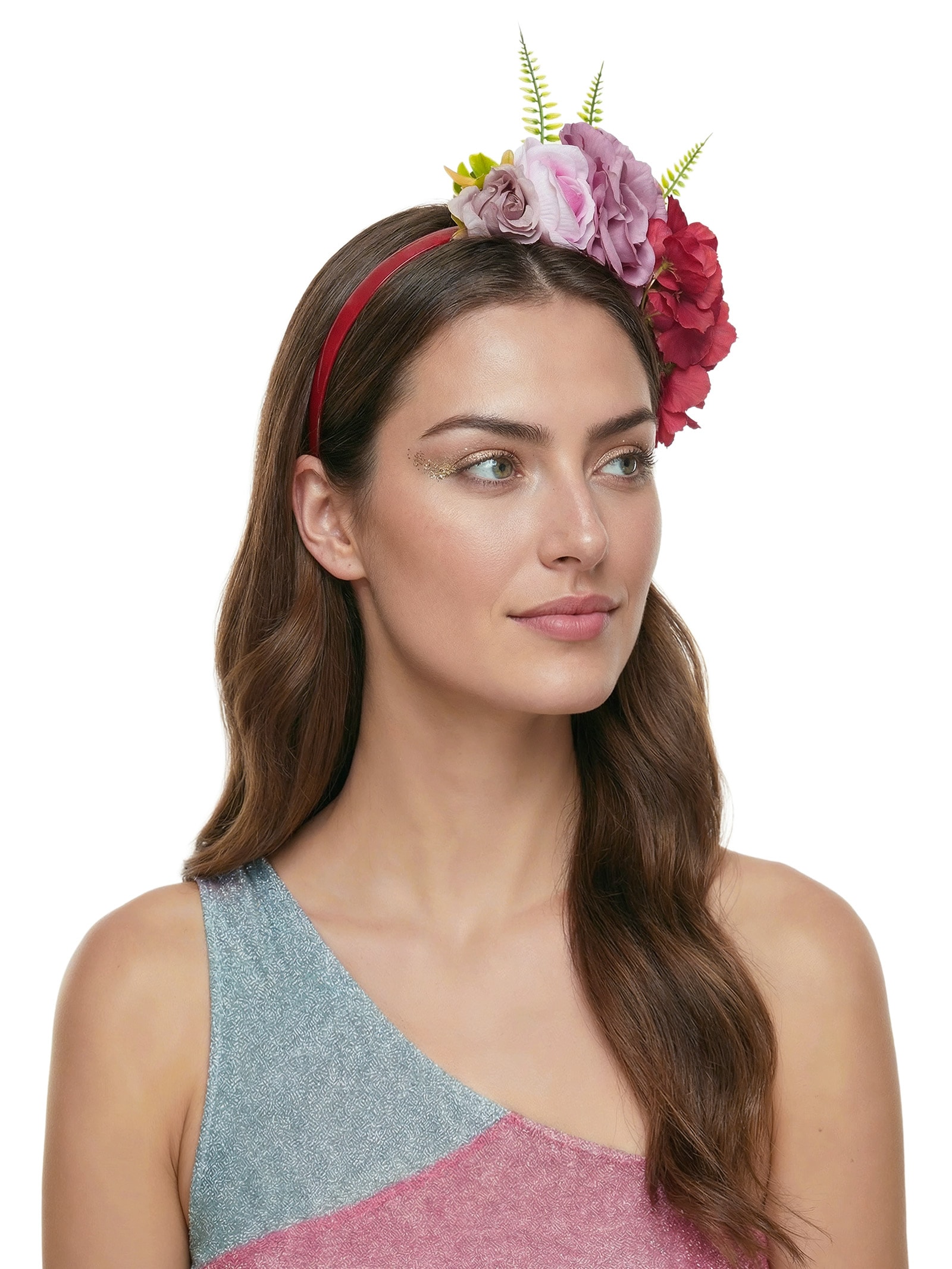 Tiara Feminina Carnaval Flores Vermelho Market 33