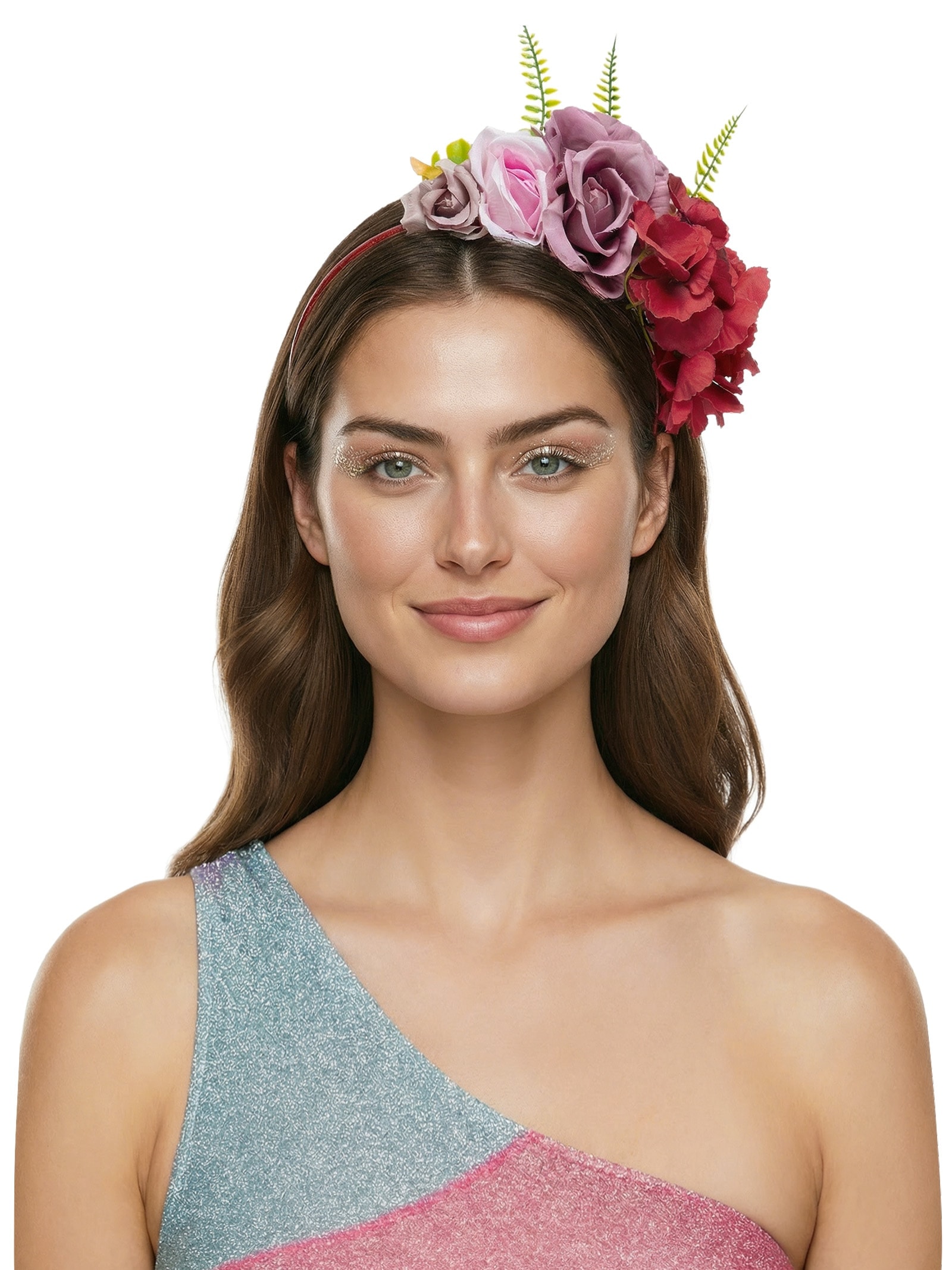 Tiara Feminina Carnaval Flores Vermelho Market 33