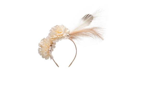 Tiara Feminina Carnaval Pena E Flor - Branco