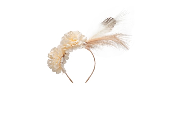 Tiara Feminina Carnaval Pena E Flor - Branco