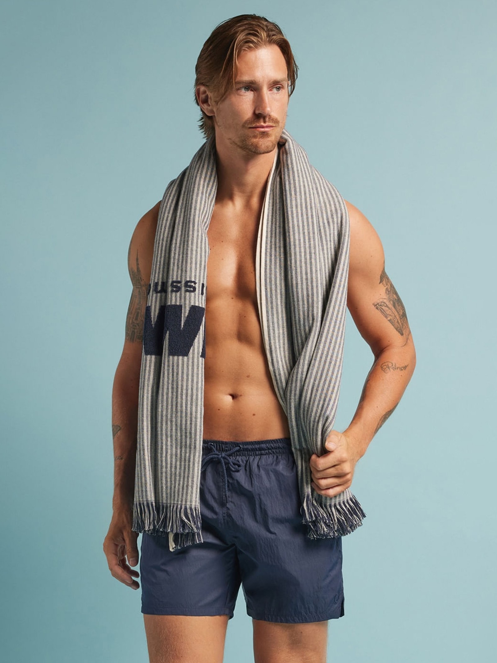 Toalha De Praia Listrada Azul Intimissimi