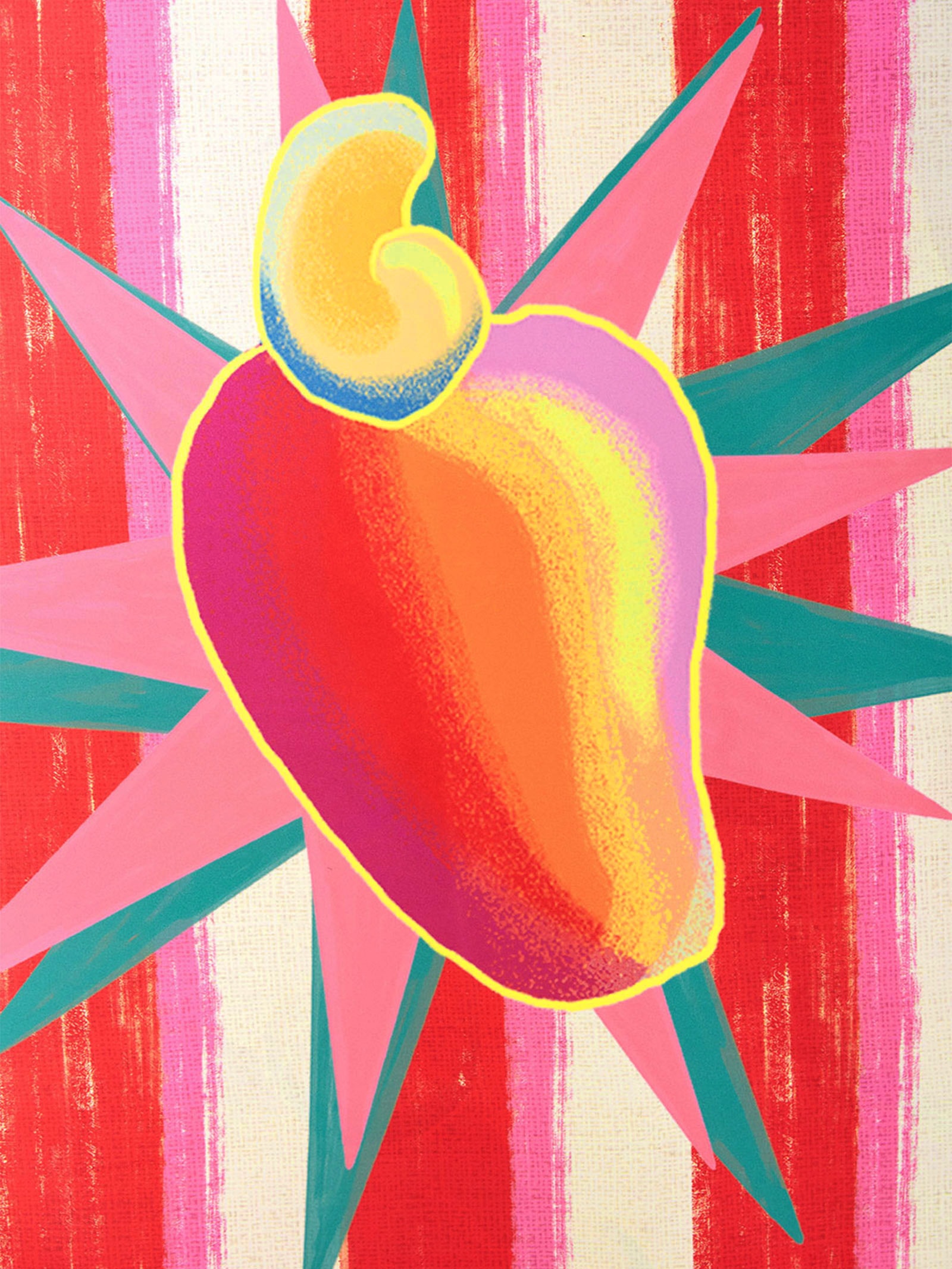 Toalha Tchibum Listrado X Suco De Caju Rosa Farm Etc