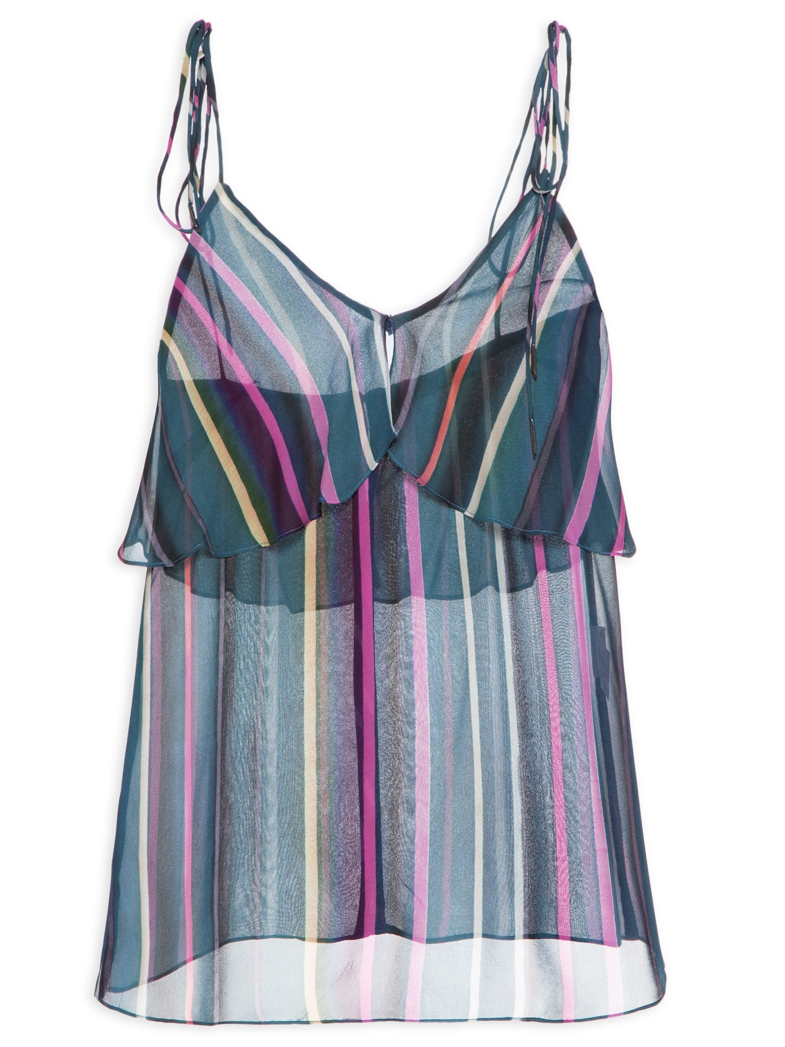 Top Alça Babado Listra Marina Azul Animale