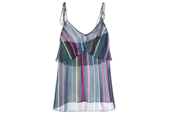 Top Alça Babado Listra Marina - Azul