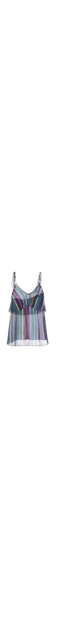 Top Alça Babado Listra Marina - Azul