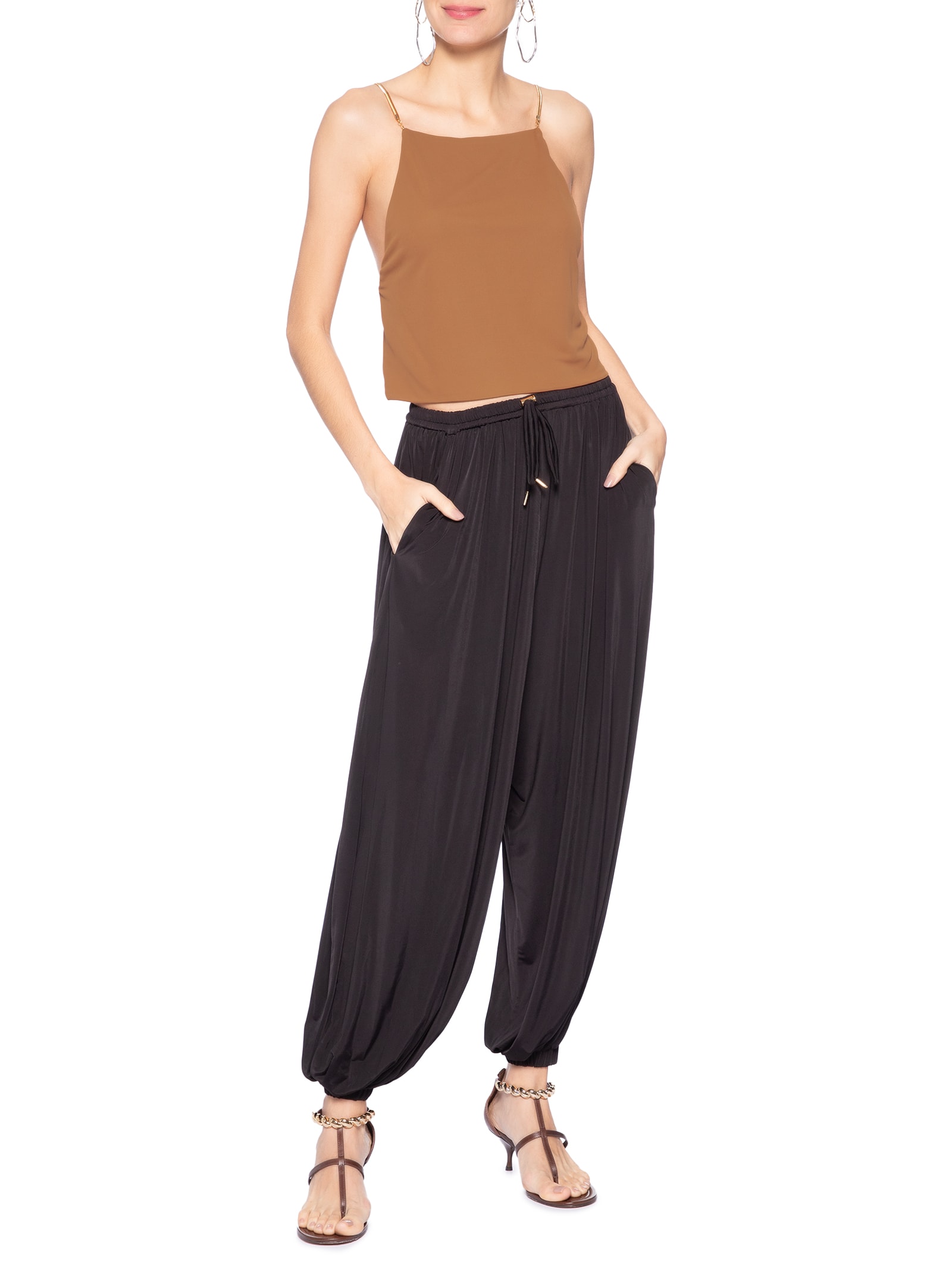 Top Alça Corrente Jersey Marrom Animale