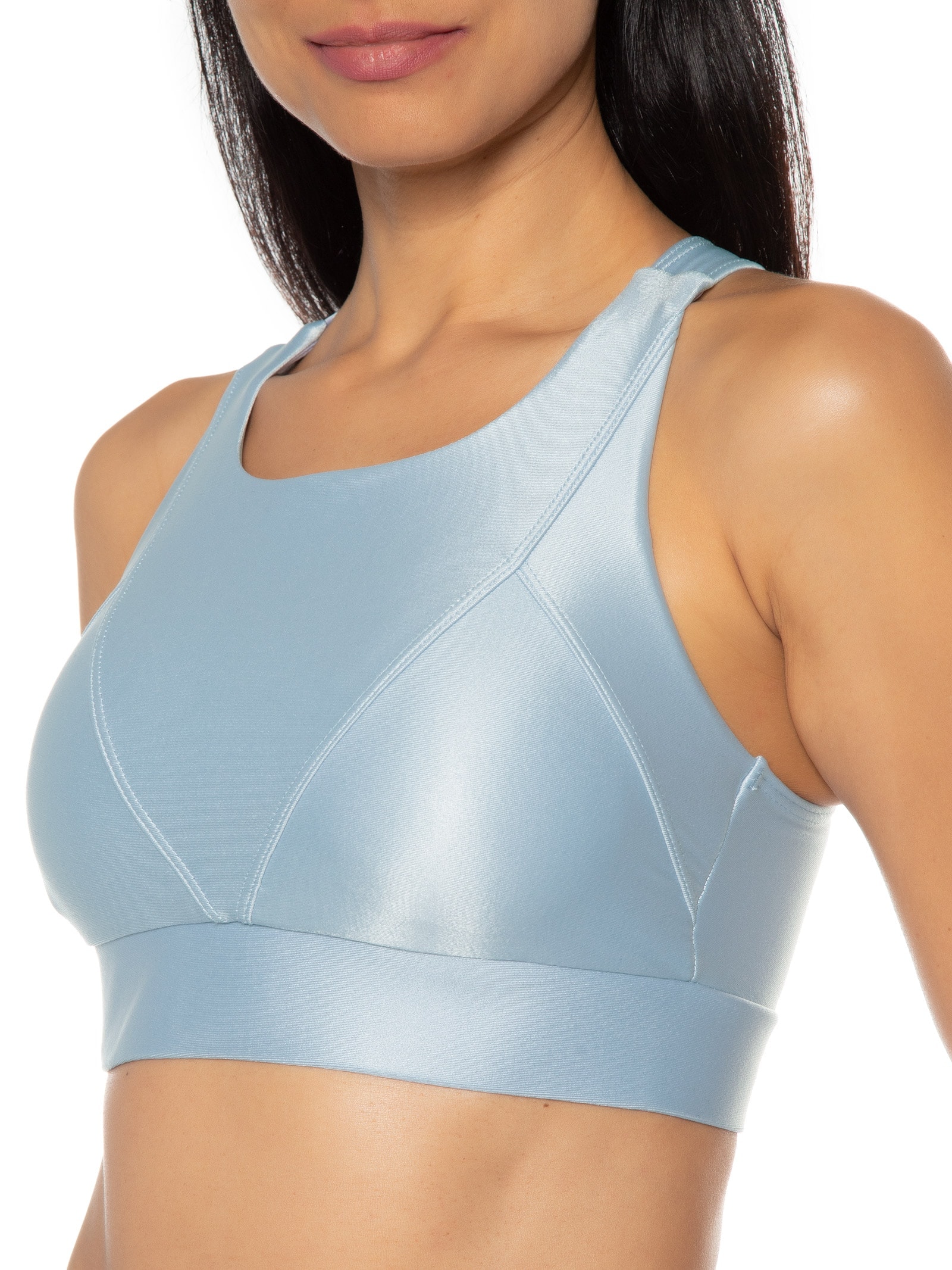 Top Alça Cruzada Liso Azul Body For Sure
