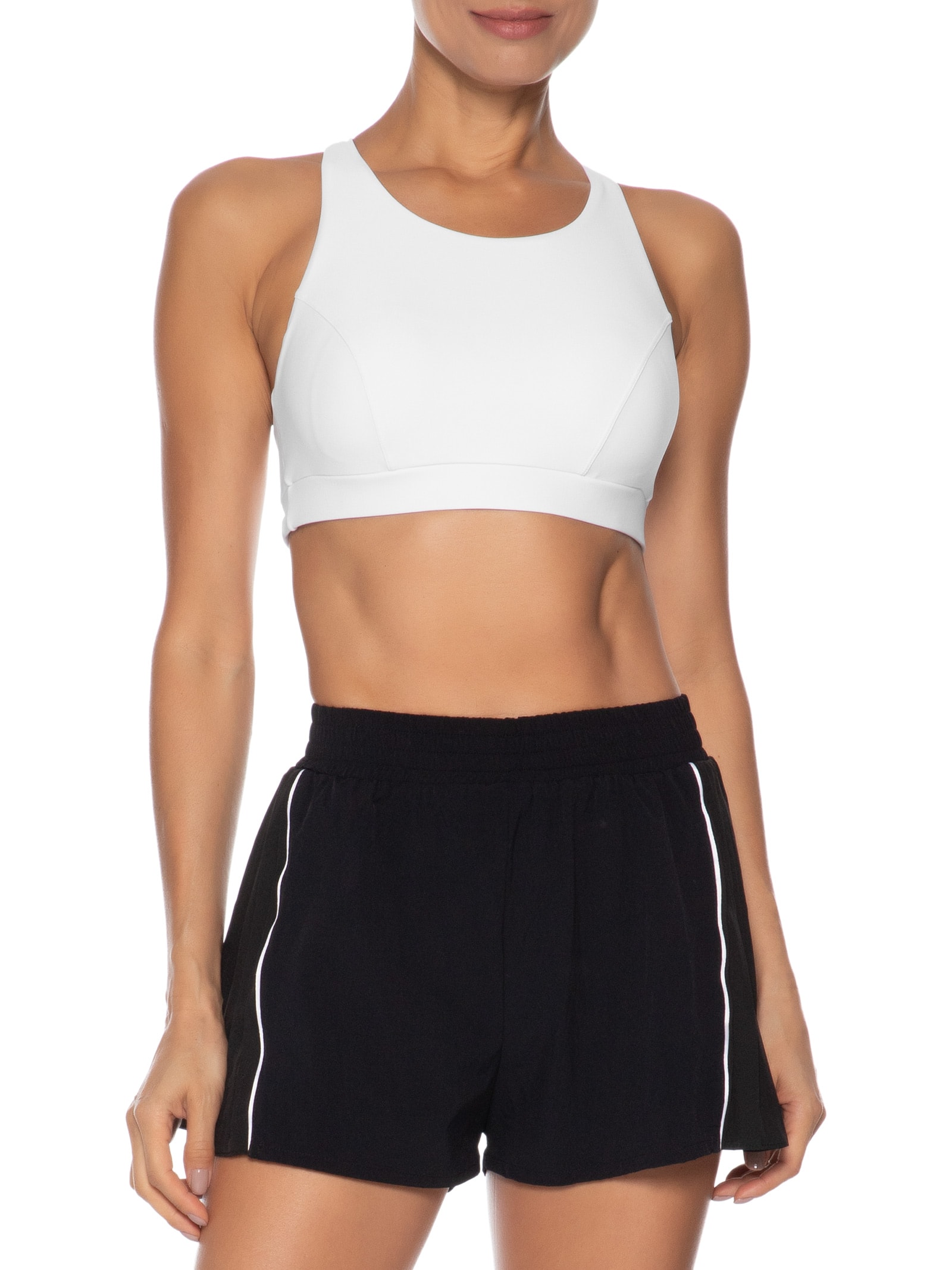 Top Alça Cruzada Liso Inner Match Branco Body For Sure