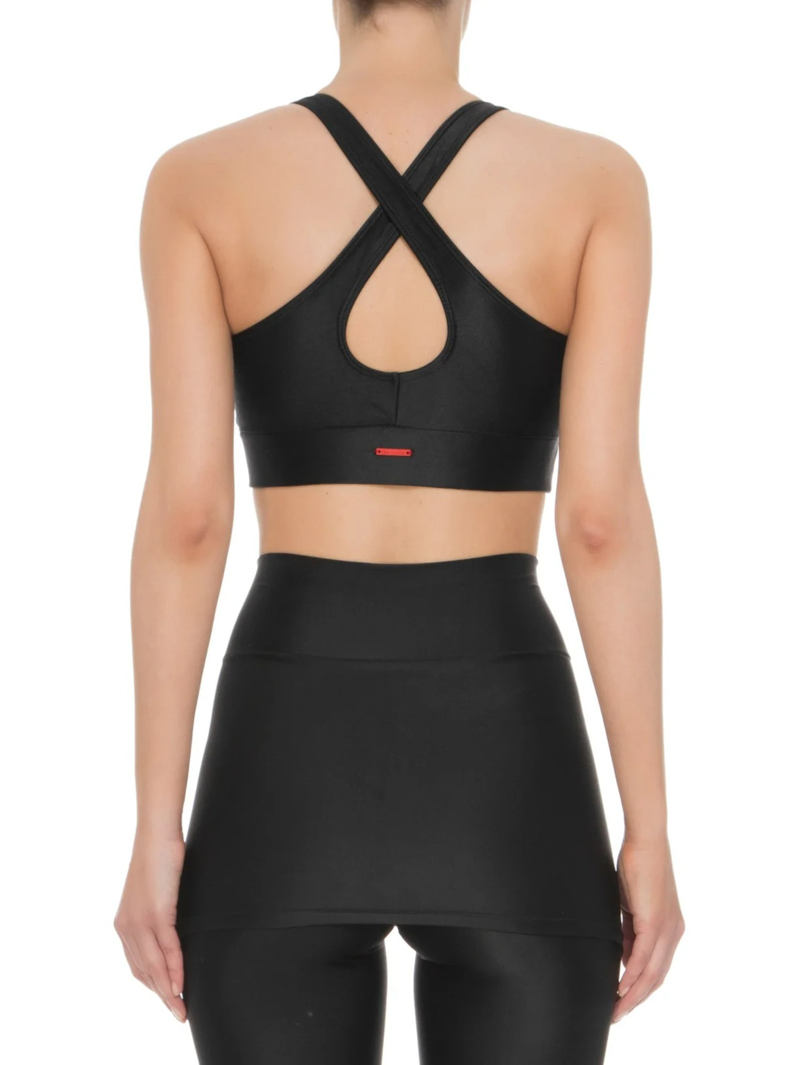 Top Alça Cruzada Liso Preto  Body For Sure