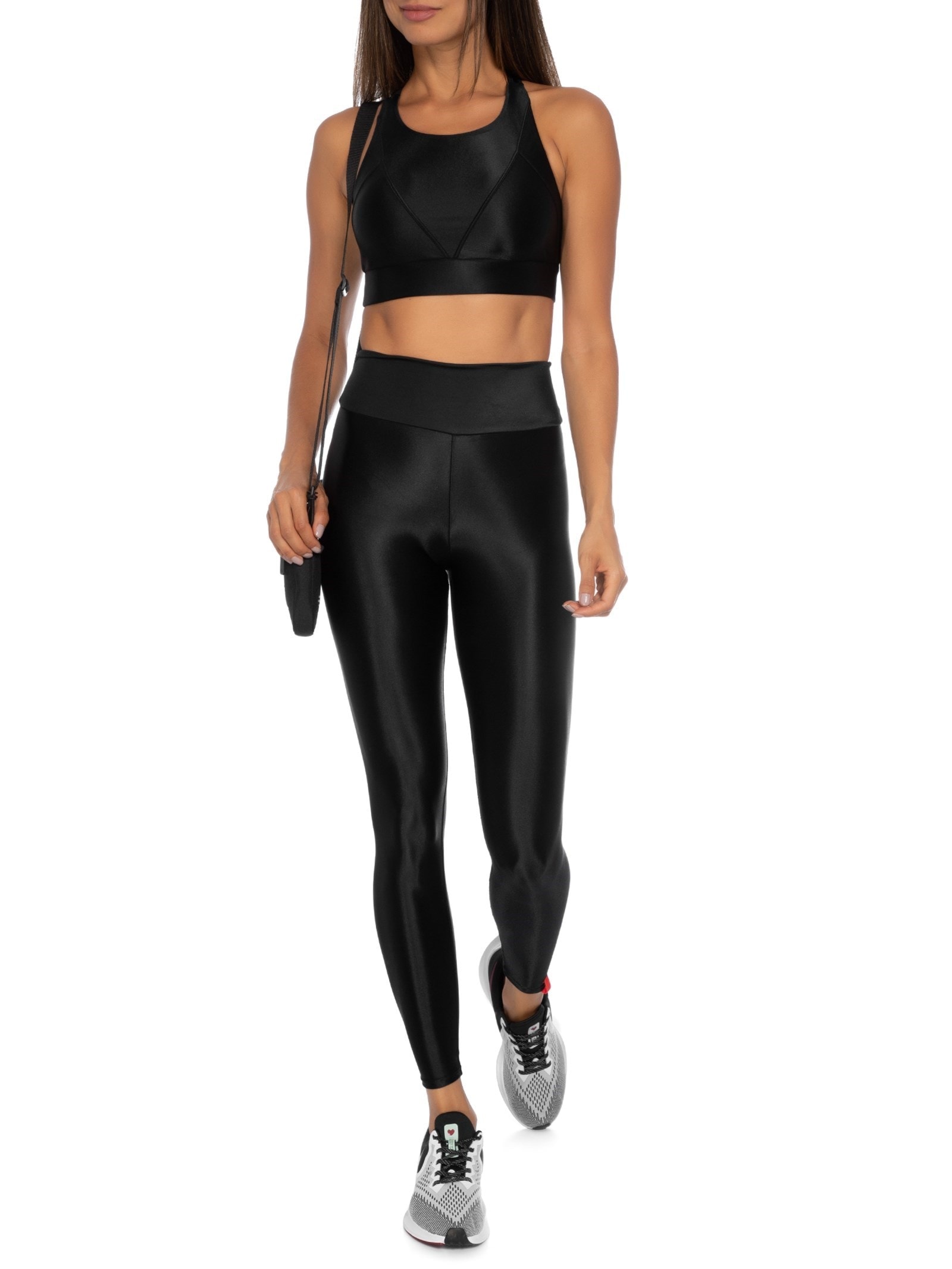 Top Alça Cruzada Liso Preto  Body For Sure