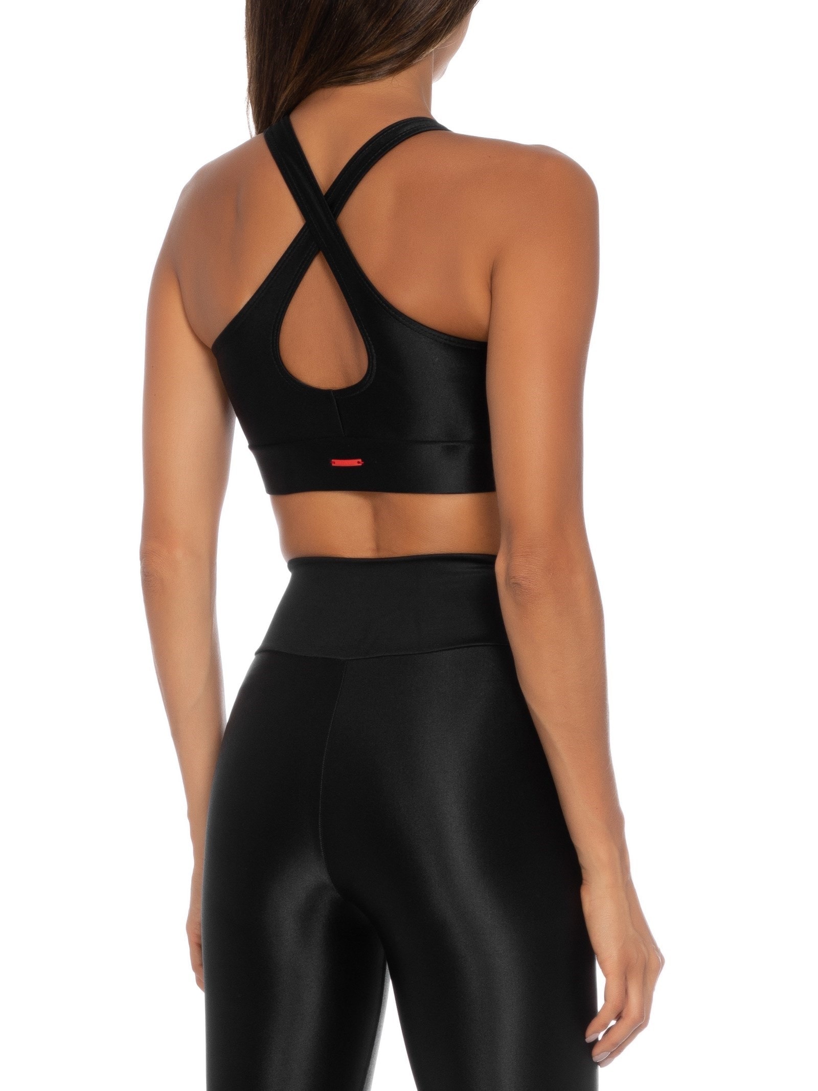 Top Alça Cruzada Liso Preto  Body For Sure