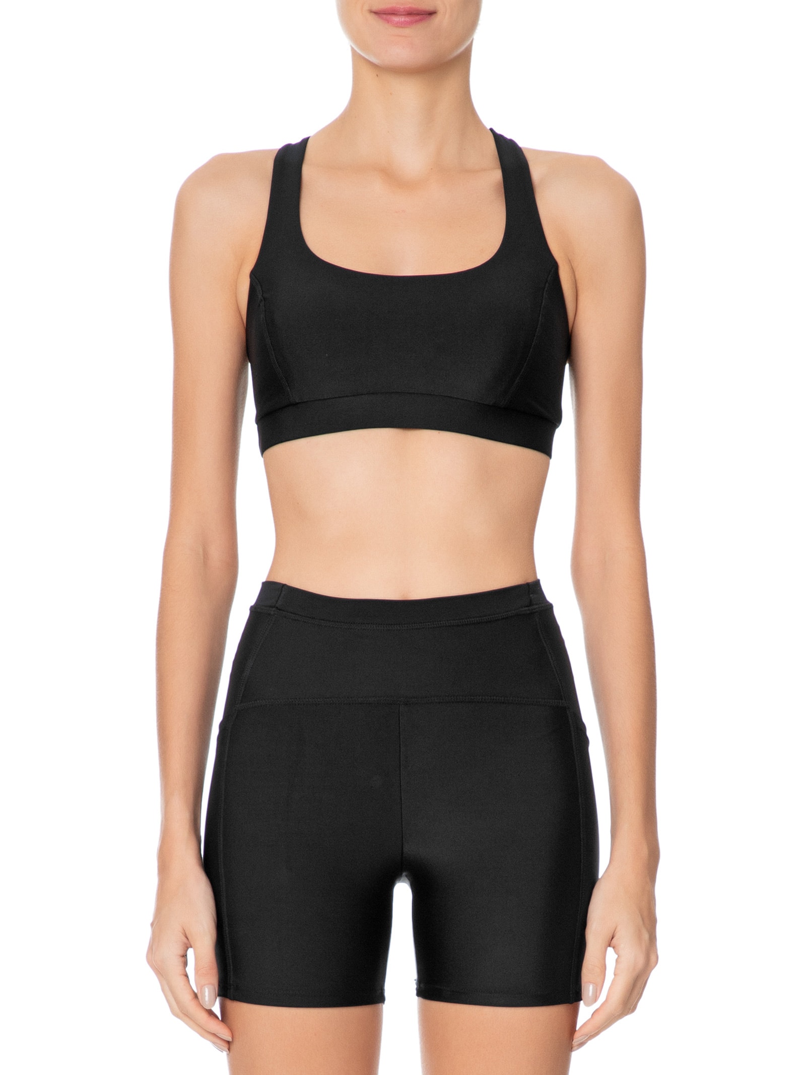 Top Alça Cruzada Liso Preto Body For Sure