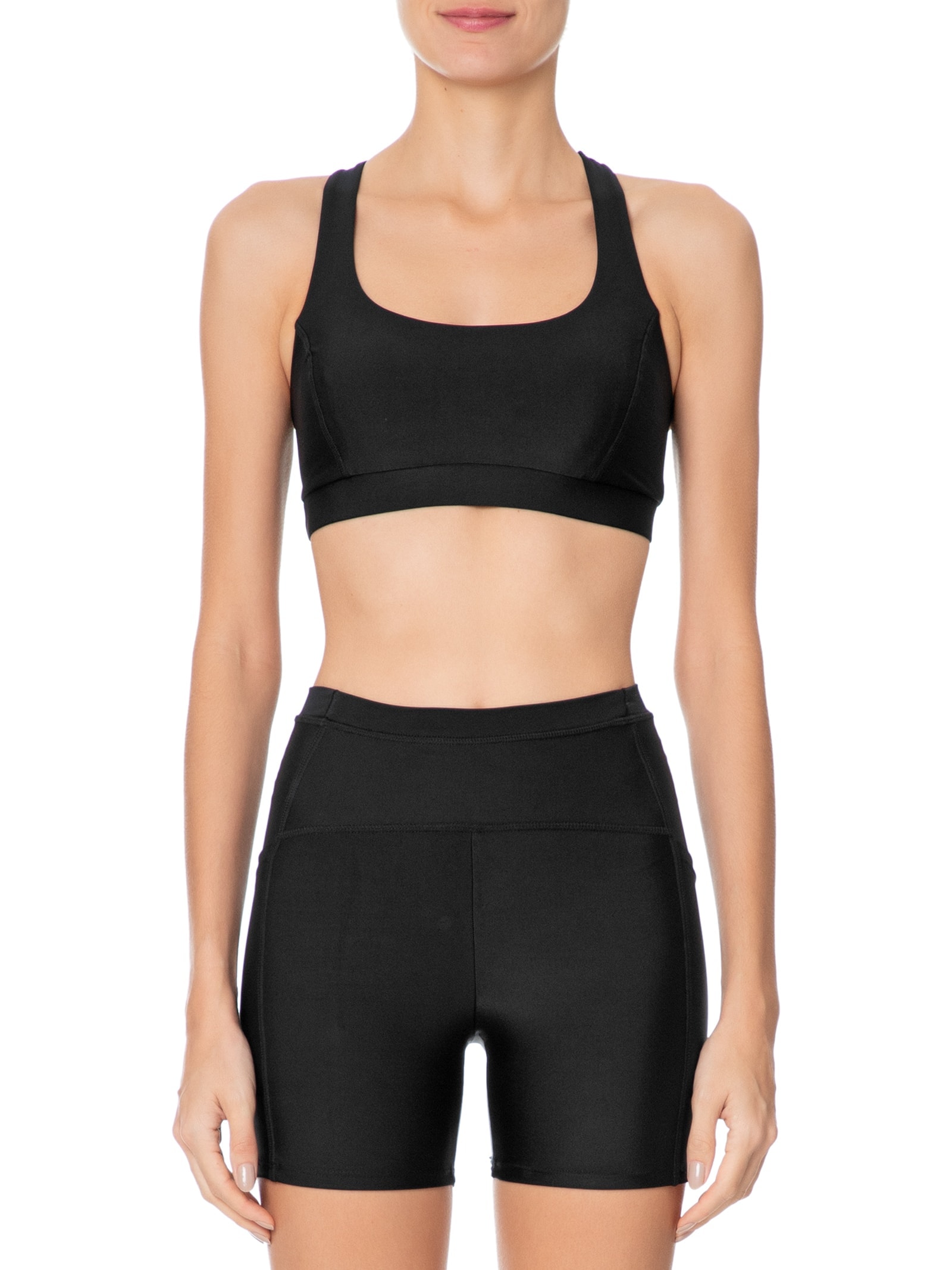 Top Alça Cruzada Liso Preto Body For Sure