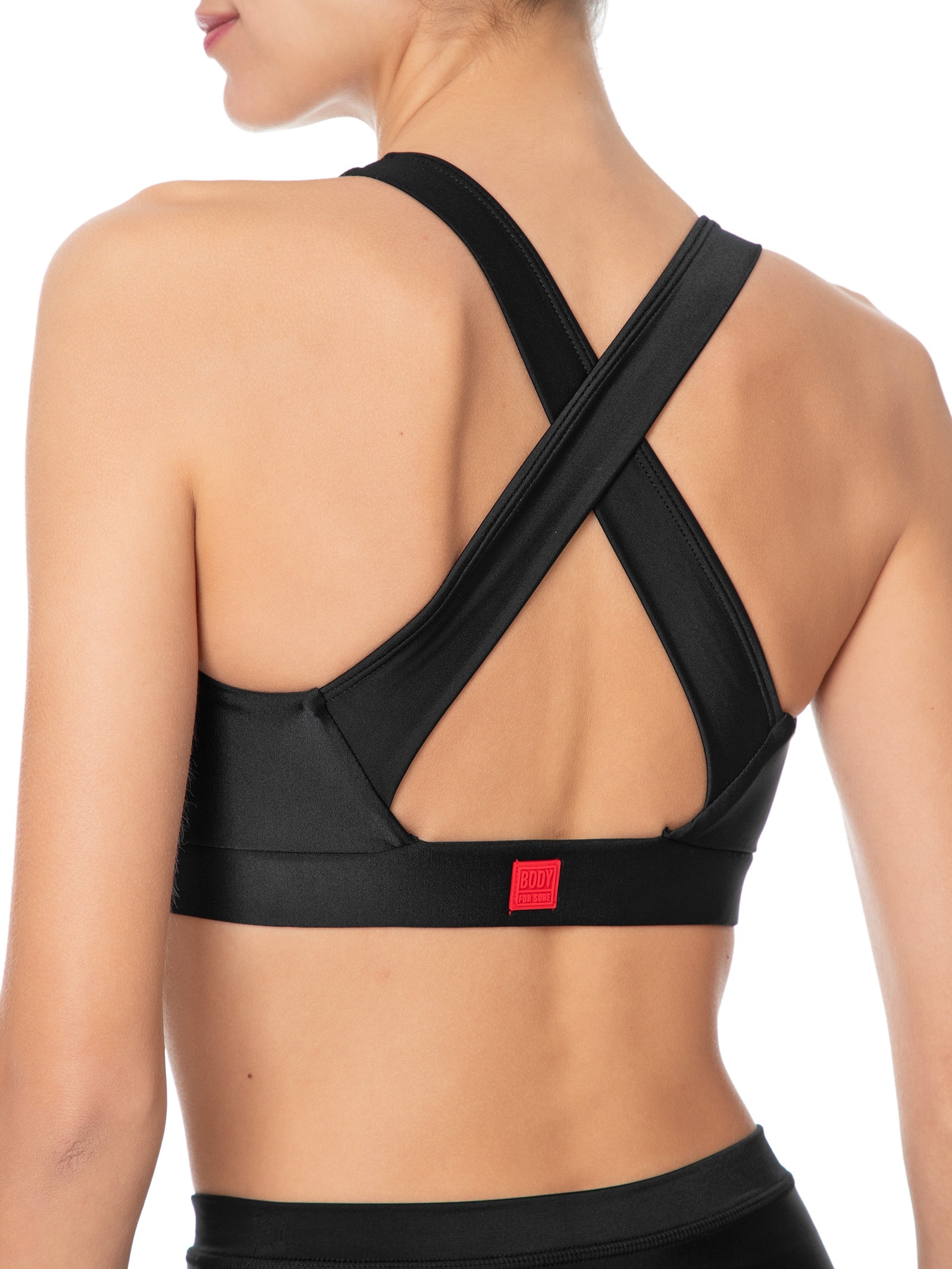 Top Alça Cruzada Liso Preto Body For Sure