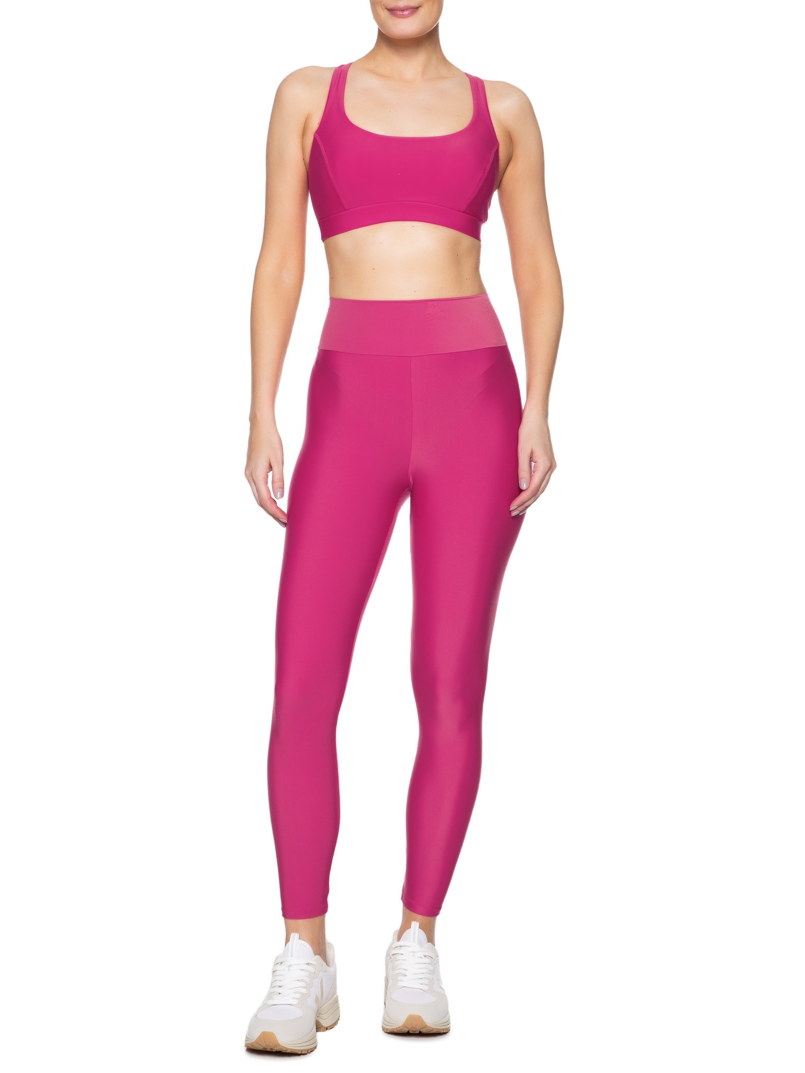 Top Alça Cruzada Liso Rosa Body For Sure