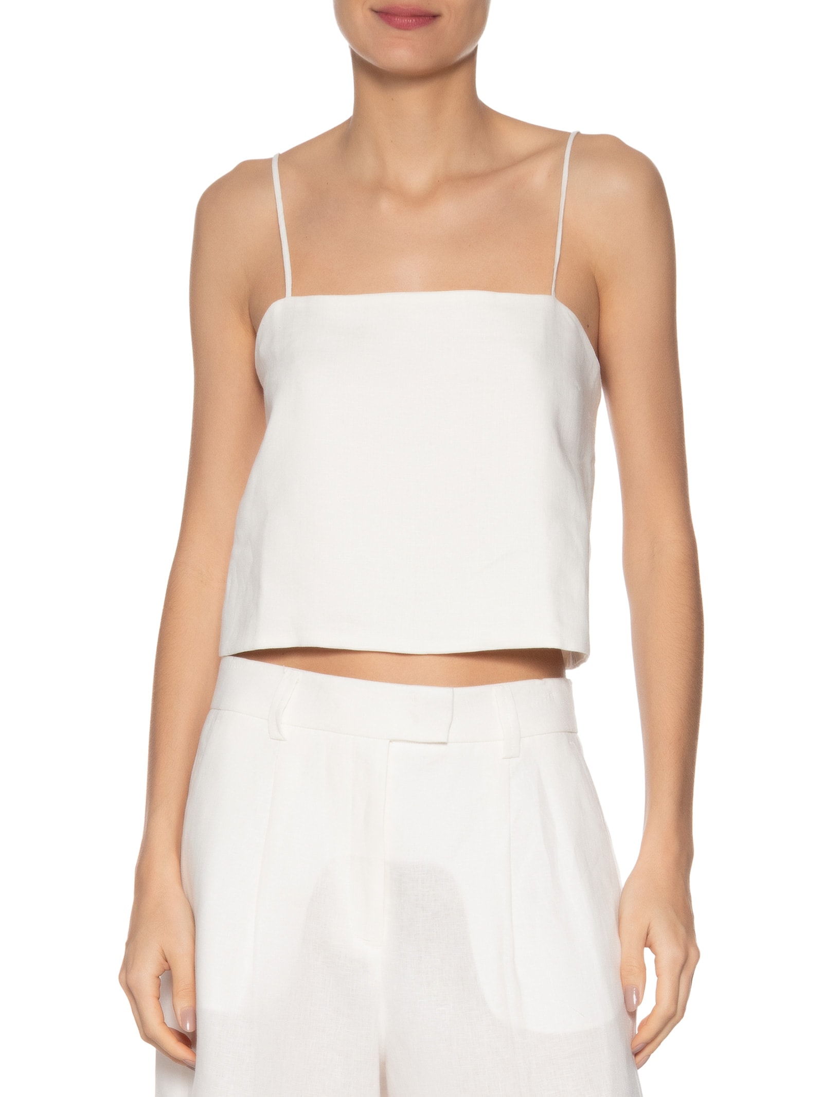 Top Alça de Linho Off White Animale