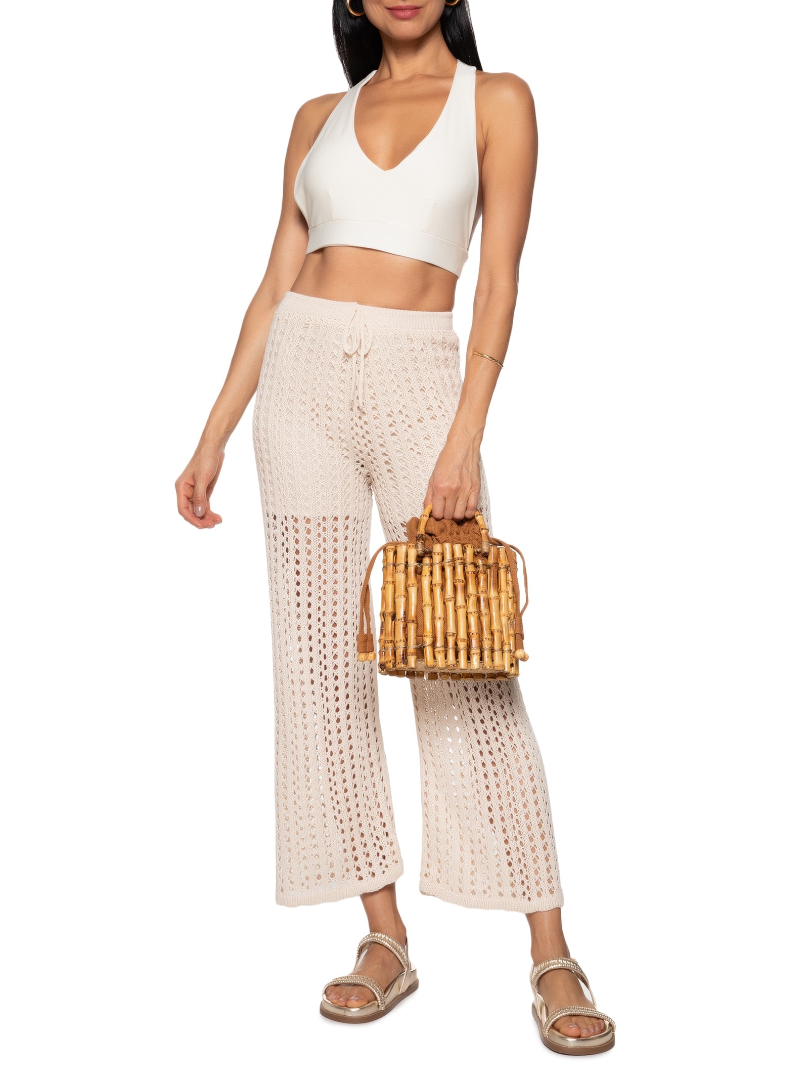 Top Alça Larga Liso Off White Cacay