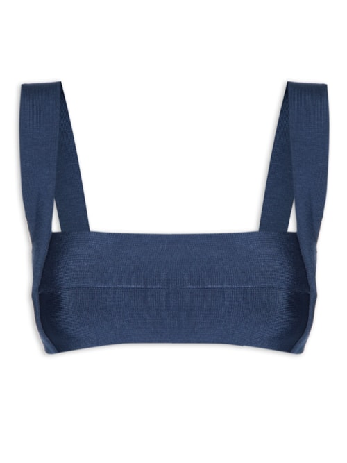Top Alça Larga Tricot - Azul